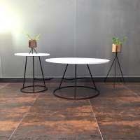 modern round wooden coffee table sets