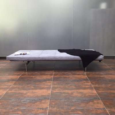 home furniture stainless steel base genuine leather daybed